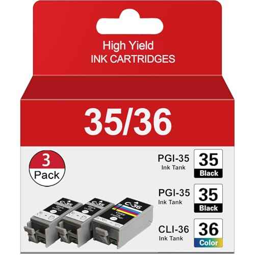 PGI-35 CLI-36 Ink Cartridges PIXMA TR160 TR150 IP110 IP100 Ink Replacement for Canon 35 36 Ink Cartridges Compatible for PIXMA TR150 IP110 TR152 mini260 mini320 Printers 3-Pack (2 Black, 1 Color)
