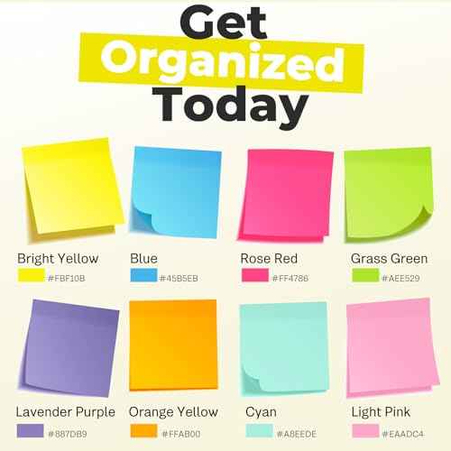 Sticky Notes 3x3 Inches, Bright Colors Self-Stick Pads, Easy to Post for Home, Office, Notebook,100 Sheets/pad (8 Pack)