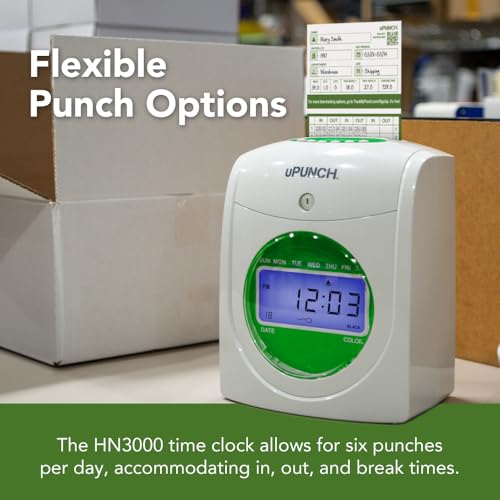 uPunch HN1500 Employee Time Clock System Bundle with 100 Cards & Ribbon