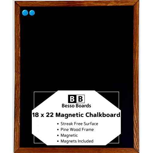 Wood Framed Chalkboard - Premium Magnetic 18 x 22 Rustic Chalk Board, Great with Regular or Liquid Chalk Markers, Non Porous Wall Hanging Blackboard Sign
