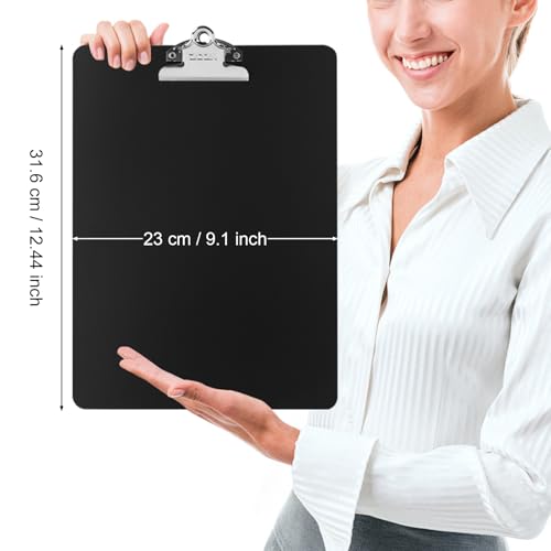 ZCZN Black Metal Clipboard 12 x 9 Inches Heavy Duty Aluminum Clipboards A4/Letter Size with High Capacity Clip