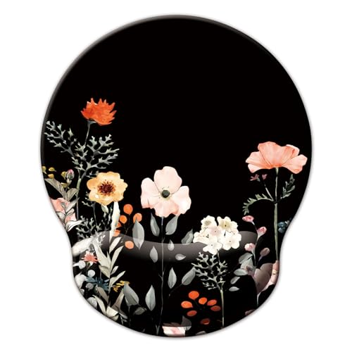 U-flower Black Ergonomic Wrist Support Mouse Pad with Memory Foam - Non-Slip, Gaming & Office