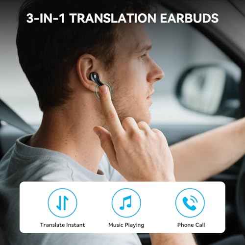 AI Translation Earbuds Real Time, Translatior Earbuds Supporting 144 Languages ??and Accents, Perfect for Travel, Business, Language Learning (Black)