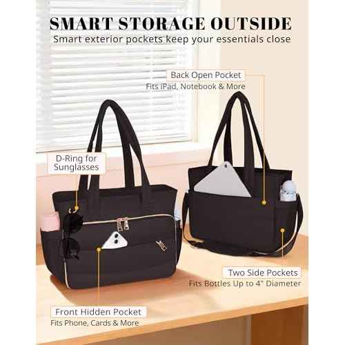 Puffer Tote Bag for Women, Large Quilted Handbag with Laptop Compartments, Work, College, Church & Bible Bag