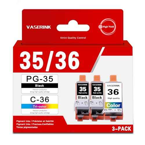 PGI-35/CLI-36 Value Pack Ink Cartridge 3-Pack Compatible Replacement for Canon 35 36 Ink to Work with PIXMA iP100 iP110 TR150 Mini260 Mini320 Printer (2 Black, 1 Color)