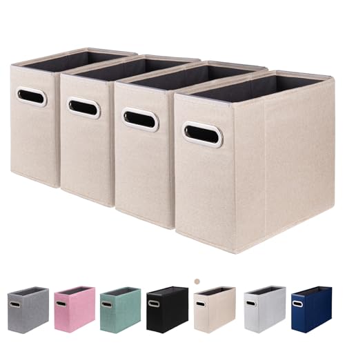ComfortKeeper 4 Pack Letter Size File Organizer Storage Boxes Beige Collapsible