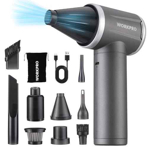 WORKPRO 12V Electric Air Duster-120,000RPM Super Power Compressed Air blower, Rechargeable Brushless Motor Durable Cleaner, 4-Gear Adjustable Dust Blower for Computer, PC Keyboard, Electronics, Car...