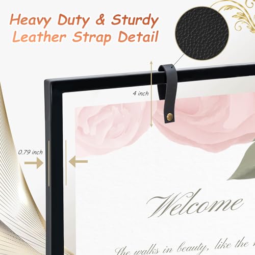 Elegant Wedding Sign Stand & Holder£¬Black Heavy Duty Metal Wedding Welcome Sign Stand for Reception£¬Welcome to Our Wedding Hanging Sign Stand - Perfect for Seating Chart, Posters, and Decor
