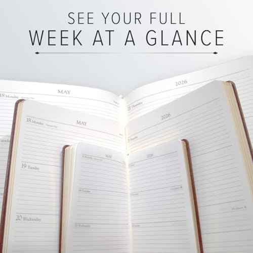 Gallery Leather Desk Weekly Monthly Planner 2025-2026, Elegantly Bound Calendar Planner and Notebook with Stylish Gold-Gilded Page Edges, 12 Months - Acadia Hydrangea - 8 x 5.5 "