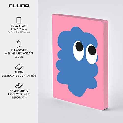 nuuna Notebook A5+ | Graphic L - Sweet Joe | 3.5 mm Dot Grid | 256 Numbered Pages | 120 g Premium Paper | Rose Leather | Sustainably Produced in Germany