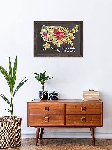 JARLINK Gray 12x17 Inches USA Map Poster - Scratch Off Travel Wall Decor