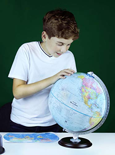 Replogle Blue Ocean Educational World Globe 12 Inch Raised Relief & Bonus Map
