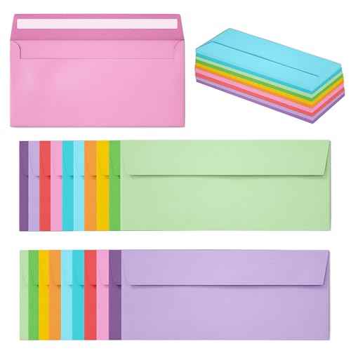 50 Pack Business Envelopes #10, 4.13 x 9.49 Inches Colored Envelopes Self Seal for Business, Invoices, Letter Mailing, Office Checks