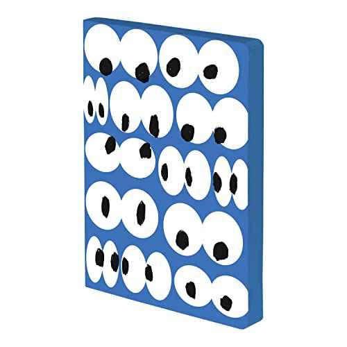 nuuna Notebook A5+ | Graphic L - Eyes On You | 3.5 mm Dot Grid | 256 Numbered Pages | 120 g Premium Paper | Blue Leather | Sustainably Produced in Germany