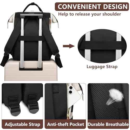 Backpack for Women 17 Inch Laptop Backpack Work Business Backpacks Purse Computer College Carry on Backpacks Nurse Bag Backbag Casual Daypack for Travel Black