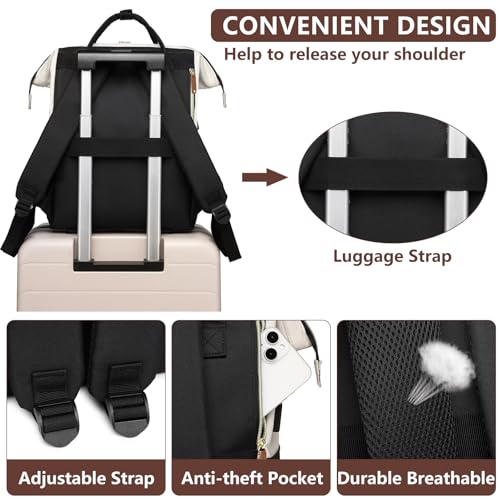 Backpack for Women Work Bags: 15.6 inch Laptop Backpack Purse Backpacks with USB Charger College Bookbag Casual Business Computer Backpack for Travel Nurse Teacher