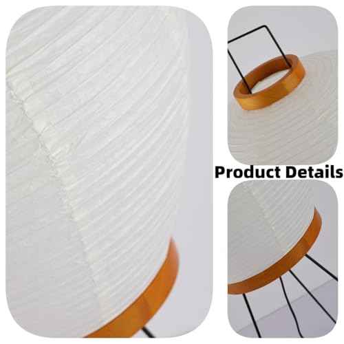 Noguchi Paper Lamp, Akari Floor Lamp, Japanese Lantern Ideal for Bedside, Living Room, and Japandi D?cor (Wooden Round)