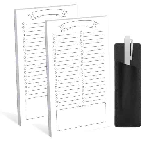 2 Pack Grocery List Magnet Pad for Fridge with Pen Holder, Totally 120 Sheets Magnetic Note Pad for Fridge Full Back Magnet Shopping List, To Do List, Memo Notepads, 4.5x7.5(Blank Design)