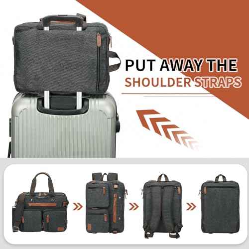 Canvas Laptop Backpack for Men, Versatile 3-in-1 Design and Pockets for Organized Storage