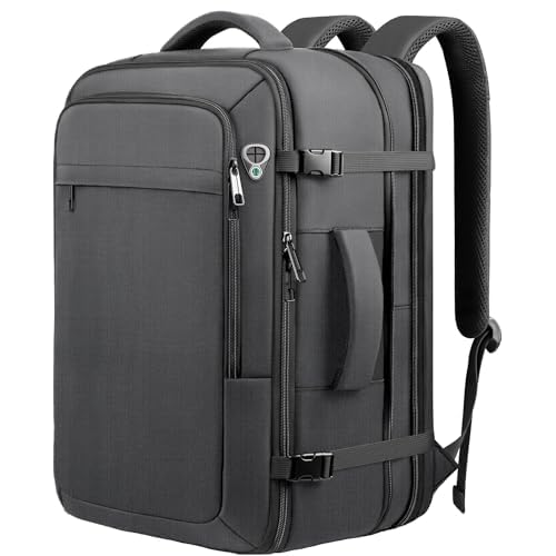 Carry on Backpack, 50L Expanable Travel backpack,TSA Airplane Approved, Daypack Weekender Bag Fits 17 Inch Laptop, Travel Gifts for Men, Black