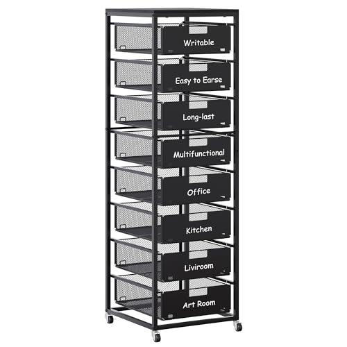 EasyPAG 8-Drawer Rolling Storage Cart with Wood Top, Metal Drawers, 30 lb Capacity per Drawer, Black
