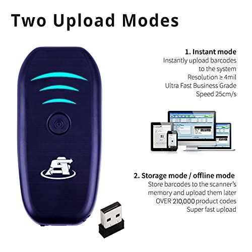 ScanAvenger Portable Mini-Wireless Bluetooth Barcode Scanner: Hand Scanners - Cordless, Rechargeable 1D Scan Gun for Inventory Management Wireless, Handheld USB (1D Only Mini Barcode Reader)