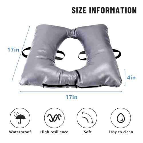 Bedside Commode Soft Cushion for Seniors, Thick Pad PU Cover with Fixing Straps for Commode Chair, Washable Toilet Seat Cushion Warmer for Elderly Adults