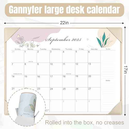 Gannyfer Large Desk Calendar 2025-2026 with Desktop Mat,22" x 17" Desktop Pad Calendar, 18 Month Table Calendar from July 2025 to Dec 2026, Office Supplies Perfect for Home School and Office - Gray