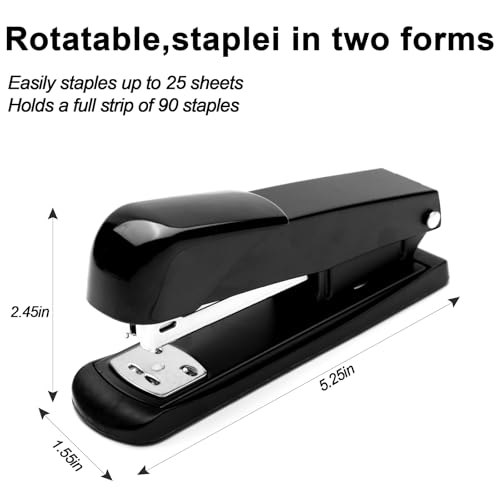 Black Modern Office Stapler, 25 Sheet Capacity, Automatic, Includes 1000 Staples and Staple Remover