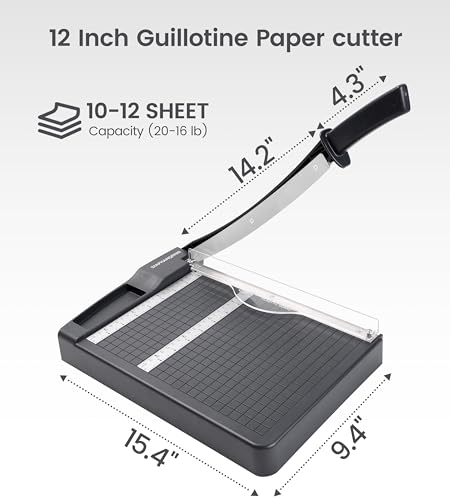 DIAPHANORNIS Grey 12-Inch Heavy Duty Guillotine Paper Cutter with Safety Guard