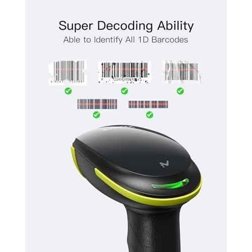 Inateck Barcode Scanner Bluetooth, 1D Handheld Scanner Wireless, Handheld Scanner with APP and SDK, 1 Charge 3 Months, BCST-21 Green