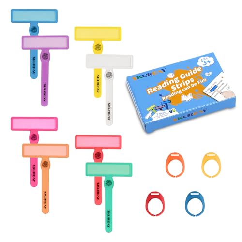 Skureay 12 Pack Colorful Guided Reading Strips for Dyslexia & ADHD Kids - Easy-to-Use Reading Tools