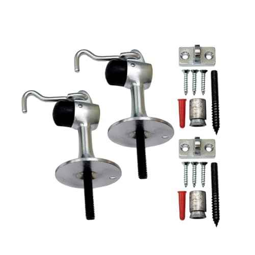 QCAA Solid Brass Door Stop, 3-15/16" Height, Satin Chrome, Made in Taiwan, 2 Pack