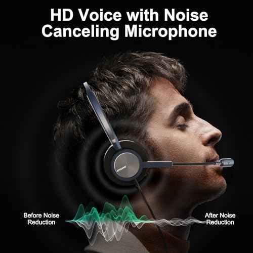 Cisco Landline Phone Headset One Ear Office Wired Telephone Headset with RJ9 Jack Works for Cisco CP-7841 7931G 7940 7941G 7942G 7945G 7960 7961G 7962G 7965G 7970 8841 8851 8961 etc