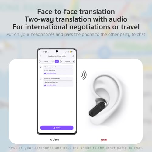 NE20 Earbuds, NE20 Translation Earbud, 6 Translation Modes, LCD Touch Screen, 60H Playtime, HiFi Sound, 135 Languages AI Translation Earbuds Real Time for Travel, Business (Black)