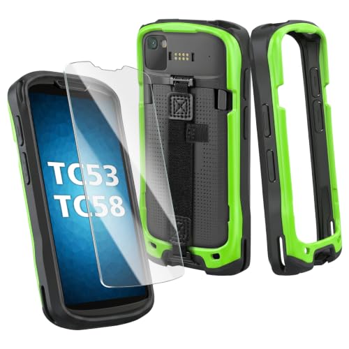 Green Zebra TC53/TC58 Protective Case Cover with Handstrap & Tempered Glass