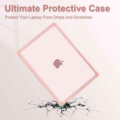 MOSISO Compatible with MacBook Air 13 inch Case 2025 2024 2023 2022 M4 A3240 M3 A3113 M2 A2681,Anti-Cracking Heavy Duty TPU Bumper Hard Case&Keyboard Skin&ScreenFilm for MacBook Air 13.6, Pink