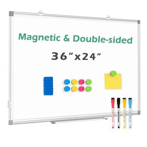 Double Sided Magnetic White Board, 36"x24" Dry Erase Whiteboard for Wall with Aluminum Frame Presentation Board for School, Office and Home