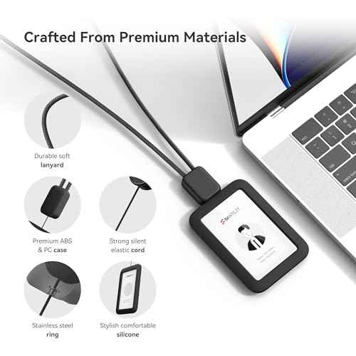 Lanyards for ID Badges Holder, SANTLET Silicone ID Badge Holder Name Card Case Protector with Retractable Cord, Safety Breakaway Buckle, 2 Card Slots for Office Staff Teachers Employees Cruising Black