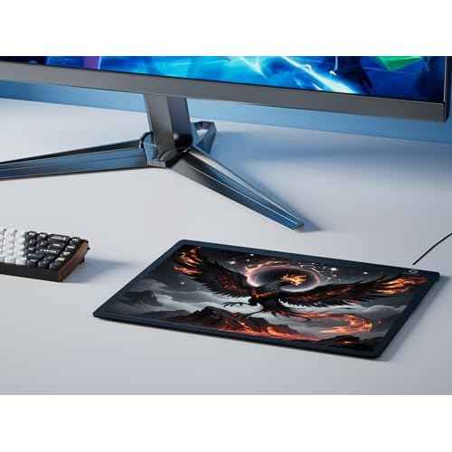 Glass Gaming Mouse pad,LED Illuminated Hard Mousepad for Gaming,Large Mouse pad 400mm * 300mm, Special Glass Surface to Improve Accuracy and Speed, Silicone Anti Slip (Aeterna)