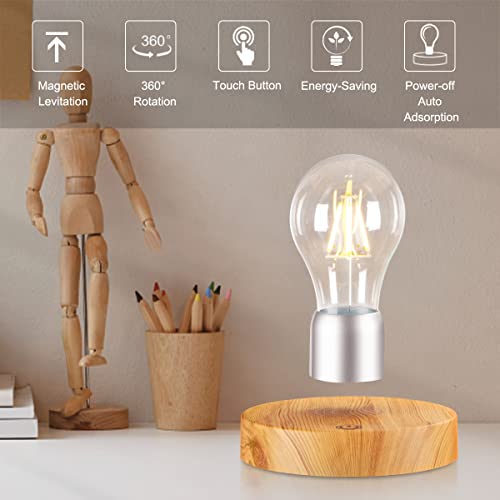 UVEHAS Levitating Light Bulb, Floating Rotating LED Bulb Lamp, Touch Control Magnetic Levitation Bulb Night Lights Desk Lamps for Home Office Decor