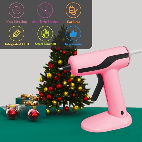 MONVICT Pink Cordless USB-C Rechargeable Mini Hot Glue Gun Kit
