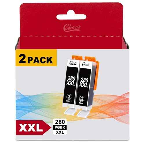 PGI-280XXL Black Ink Cartridges Replacement for Canon 280 281 Ink Cartridges to use with Canon TR8620a TS9521C TS9120 TS6220 TR7520 TR7620A TR8520 TS6320 TS9520A TS702A TS8220 TS8320 Pinter (2 PGBK)