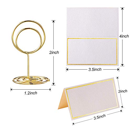 Mini Gold Table Number Holders with Blank Cards for Weddings & Events - 24 Pack