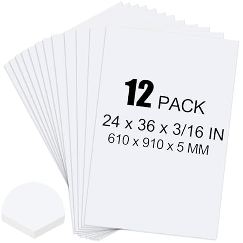 24x36 Inch White Foam Board 12 Pack - Acid-Free Art & Craft Display Boards