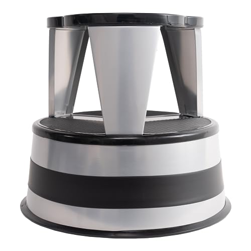 Cramer Rolling Step Stool with Locking Wheels, 350 lb Capacity - Silvertone