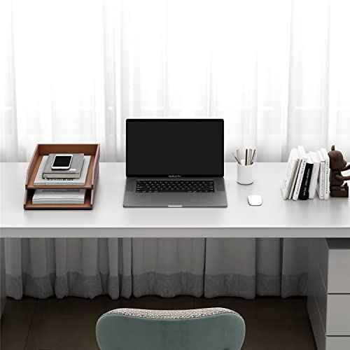 Leather Letter Tray, Thipoten Stackable Desk Organizer Holder for Office Supplies, Paper, File, Magazine, Perfect Office Organization for Desktop (Brown-2Tiers)