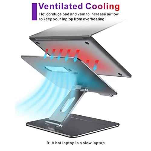 Adjustable MacBook Laptop Stand for Desk | Ergonomic Aluminum Laptop Riser with Heat-Vent, Compatible for 10-17" Laptops, Space Grey