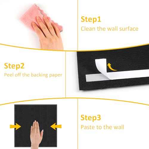Bulletin Board, 36"¡¿24" Felt Wall Tiles, 6 Pack Cork Boards for Office, Large Black Corkboard for Office Home (with 30 Pcs Push Pins) (Black)