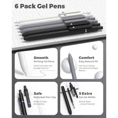 Four Candies 45 PCS School Supplies with Pen Case, 6 Gel Pens, 6 Art Mechanical Pencil Set, 12 Highlighters for College Essentials Office Stationery (Black)
